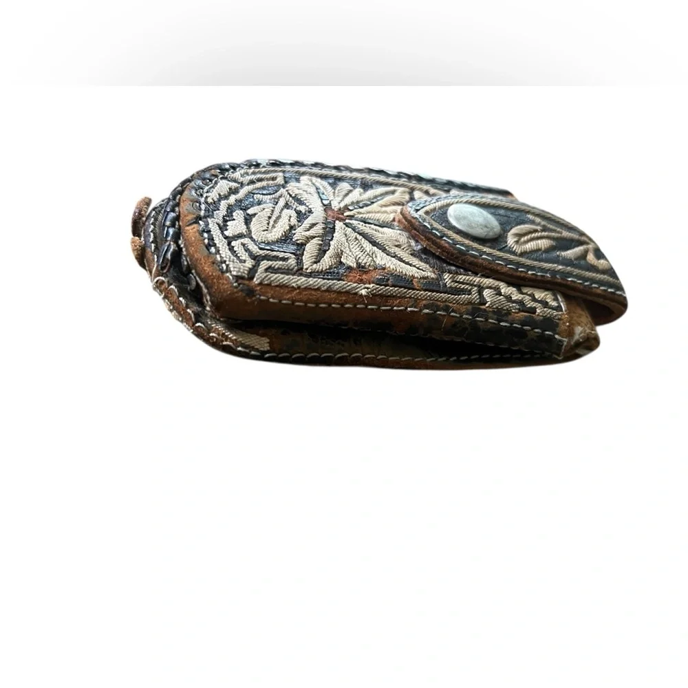 Leather Phone Holster with Floral Design- belt accessory